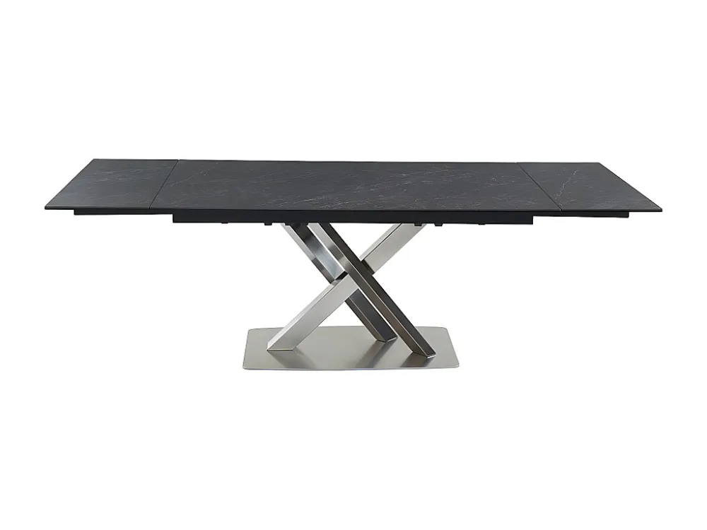Tavolo da pranzo allungabile da 6 8 coperti Ceramica/Metallo Effetto Marmo Nero THYLIA per Ospiti
