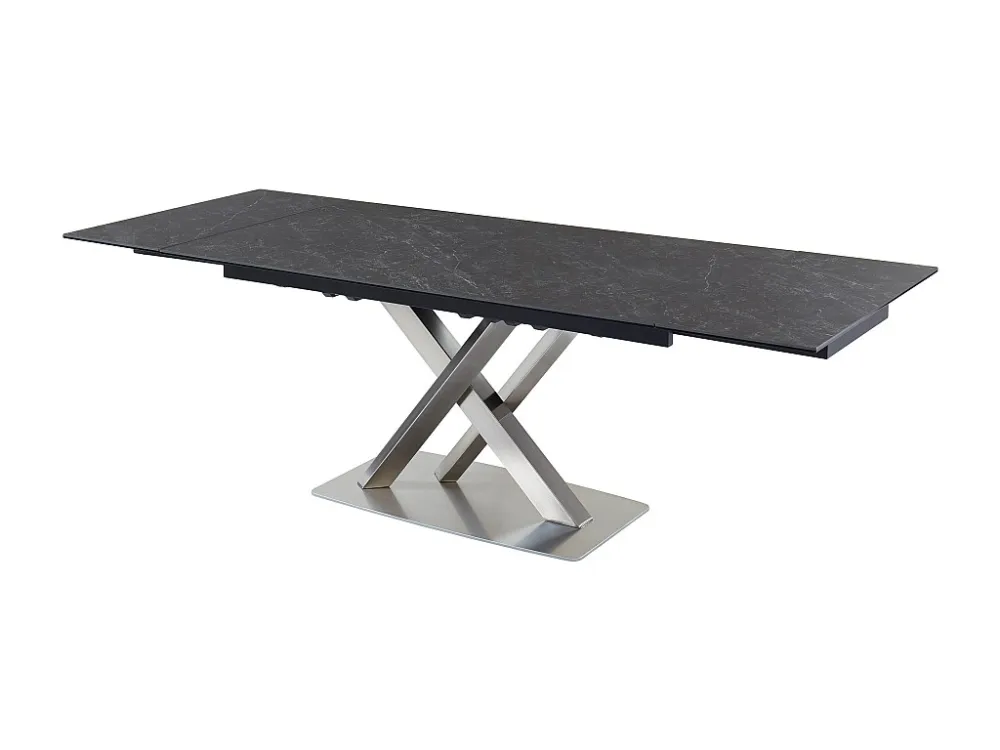 Tavolo da pranzo allungabile da 6 8 coperti Ceramica/Metallo Effetto Marmo Nero THYLIA per Ospiti