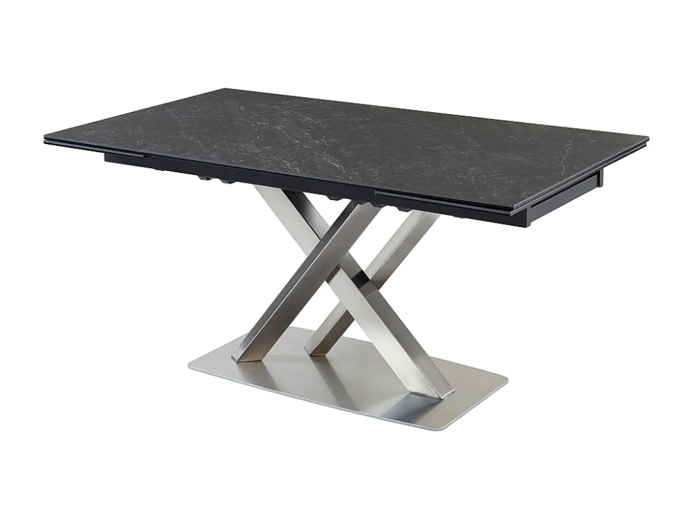 Tavolo da pranzo allungabile da 6 8 coperti Ceramica/Metallo Effetto Marmo Nero THYLIA per Ospiti