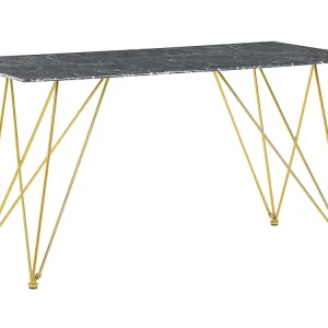Tavolo da pranzo effetto marmo nero/oro 140 x 80 cm KENTON - Confezione Regalo