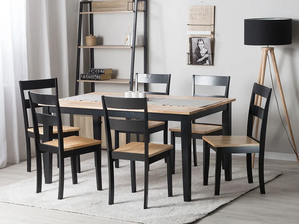 Tavolo da pranzo legno chiaro/nero 150 x 90 cm GEORGIA con Base Antiscivolo
