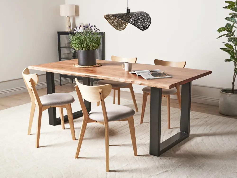 Tavolo da pranzo legno marrone 200 x 95 cm HEBY Diametro 28 cm
