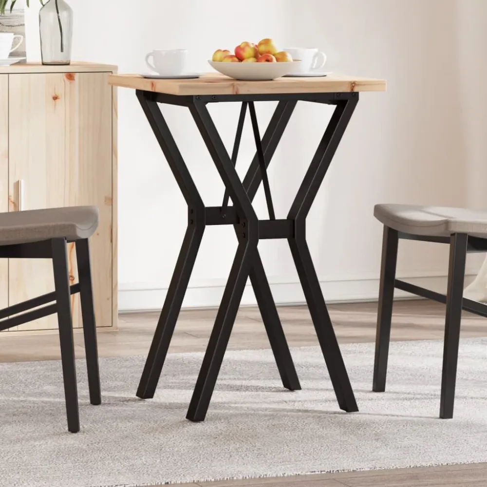 Tavolo da Pranzo Telaio Y 50x50x75,5 cm Legno Pino e Acciaio per Ospiti