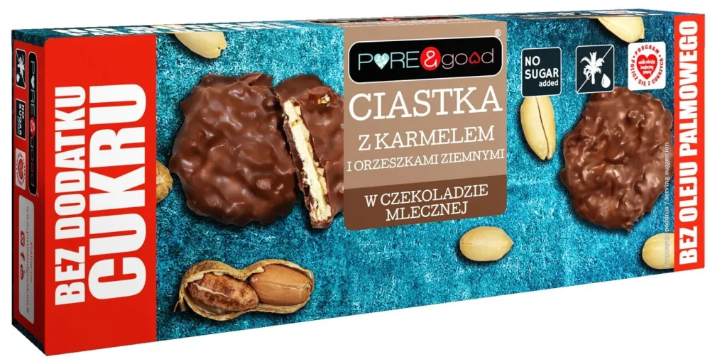 Biscotti al caramello e arachidi con cioccolato al latte senza zuccheri aggiunti 128g