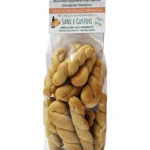 Biscotti Integrali All'arancia 180g Senza Latte Senza Zucchero senza Uova con Farina Antica Siciliana Maiorca Alta Digerib...