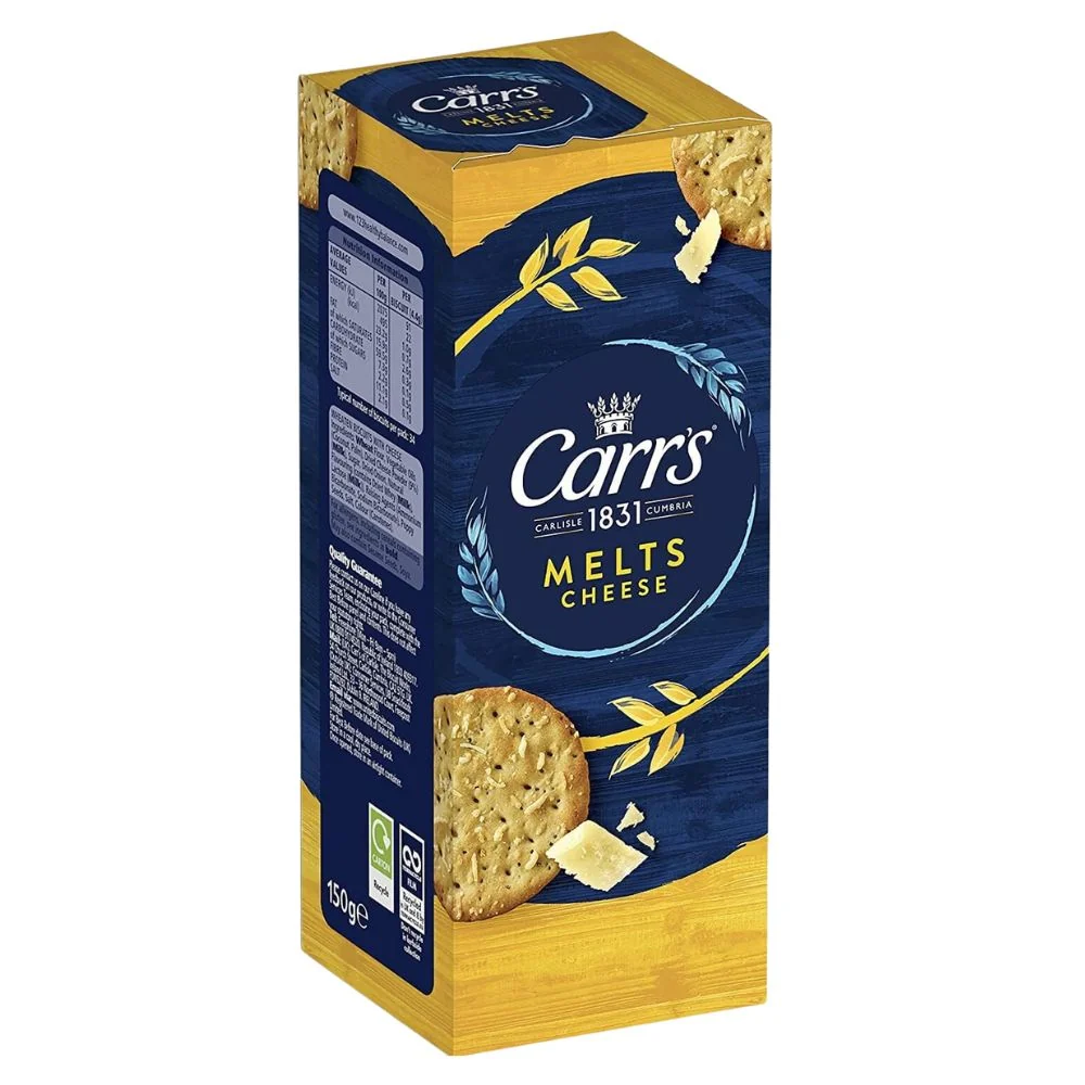 Carr's Melts Cheese Crackers, biscotti con formaggio da 150g