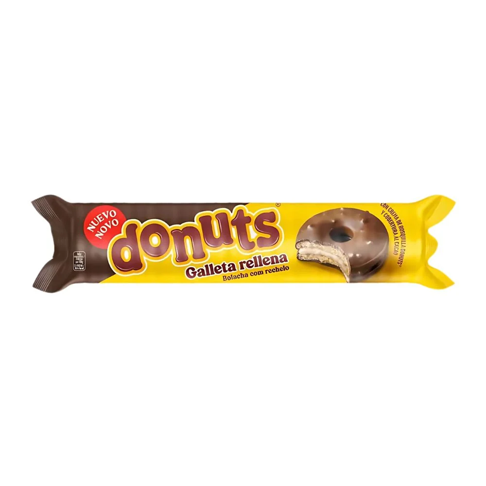 Donuts Sandwich Biscuits Choco Coating, biscotti donuts ripieni di crema e ricoperti di cioccolato da 93g