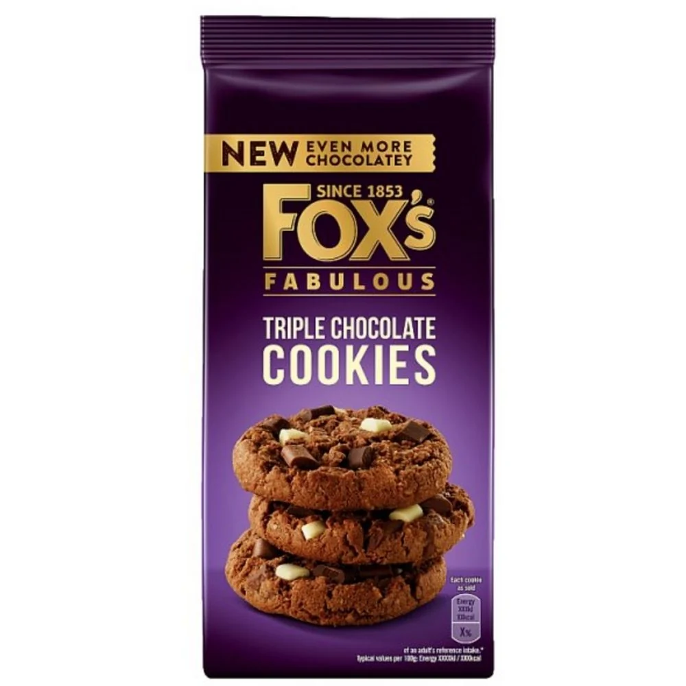 Fox's Triple Chocolate Cookies, biscotti con gocce al triplo cioccolato da 180g