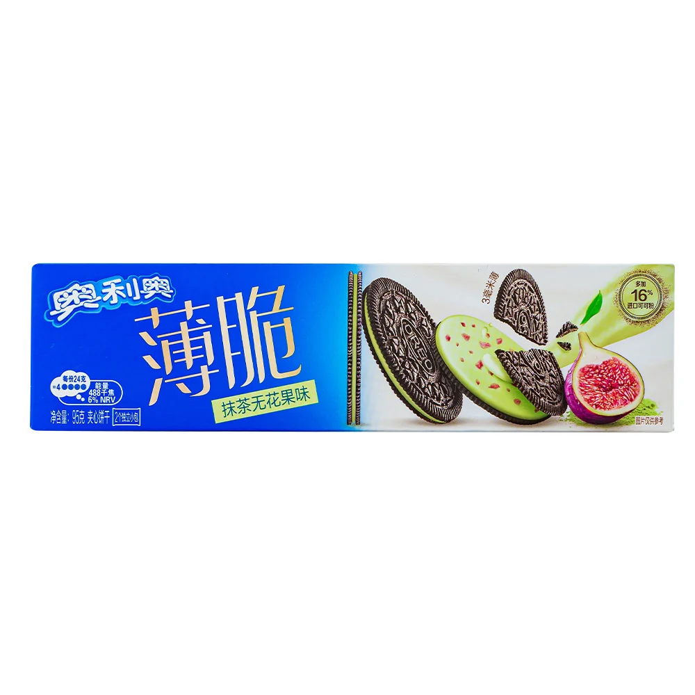 Oreo Thin Fig Matcha, biscotti al cacao con crema matcha al gusto di fichi da 95g