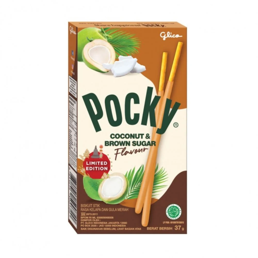 Pocky Coconut & Brown Sugar, biscotti ricoperti di crema al cocco e zucchero di canna da 37g
