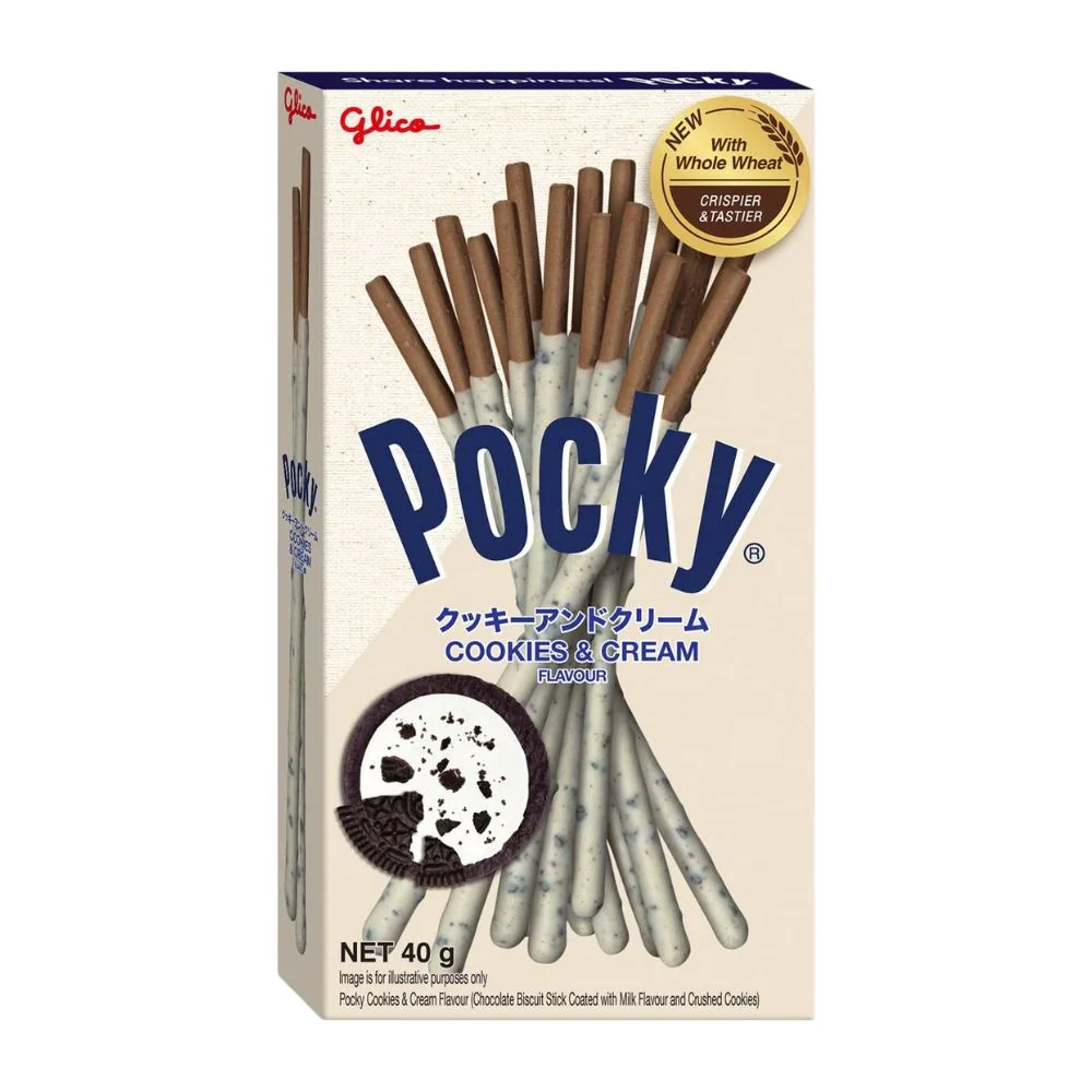 Pocky Cookies and Cream, biscotti ricoperti di cookies & cream da 40g