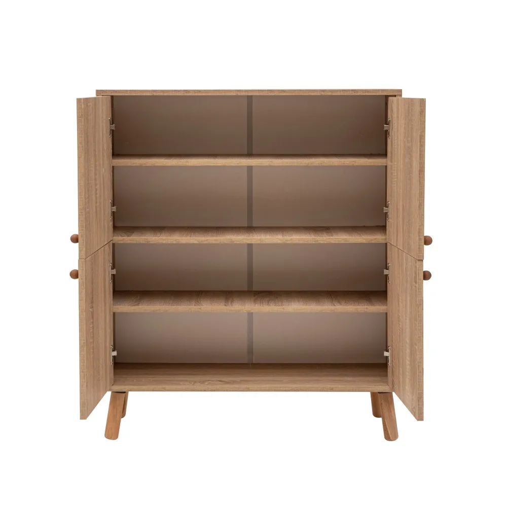 Buffet Kaviny L95xH111cm Legno Motivo astratto Verde, Giallo e Marrone
