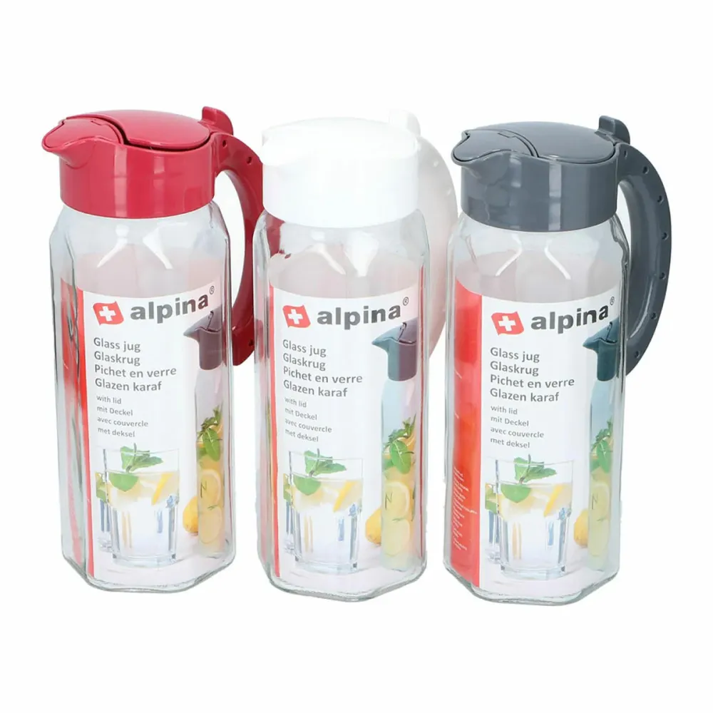 Caraffa Vetro Trasparente Alpina Cristallo Plastica 1,5 L