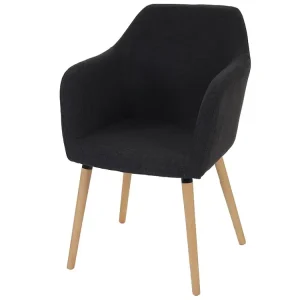 Serie Malmoe sedia sala da pranzo T381 legno massiccio ~ tessuto grigio tenebroso