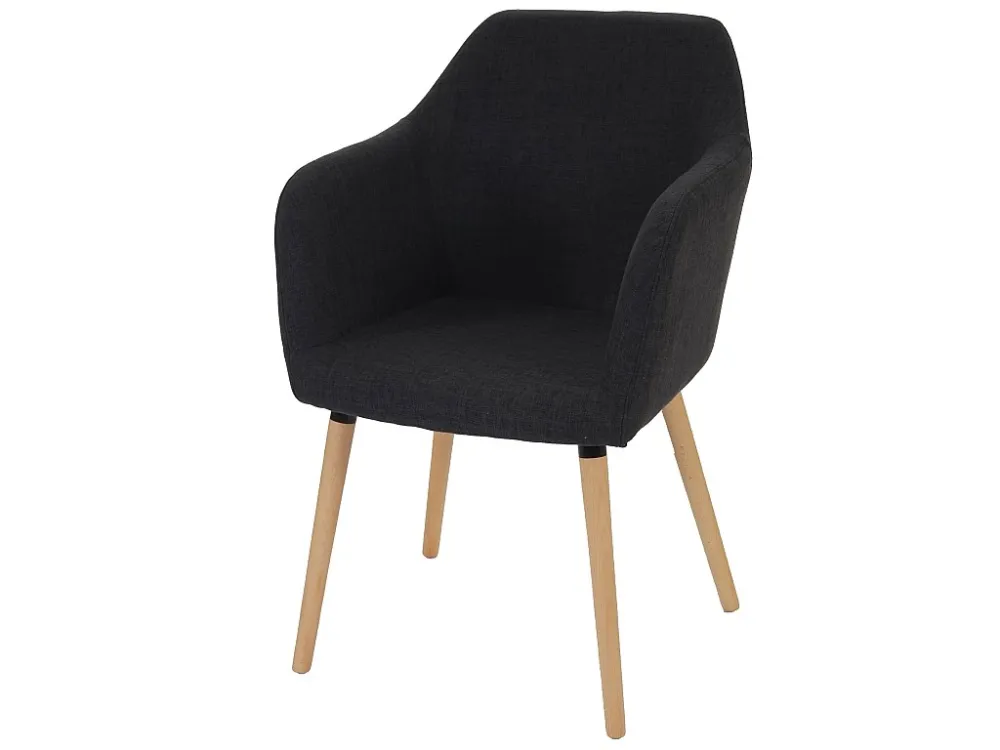 Serie Malmoe sedia sala da pranzo T381 legno massiccio ~ tessuto grigio tenebroso