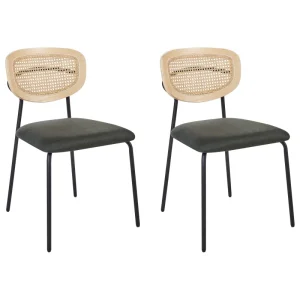 Set di 2 sedie da pranzo tessuto verde cupo MAYETTA