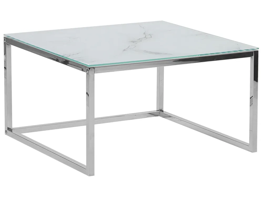 Set di 2 tavolini da caffé bianco effetto marmo/argento BREA