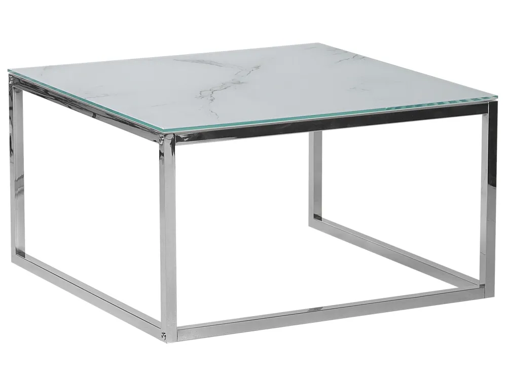 Set di 2 tavolini da caffé bianco effetto marmo/argento BREA