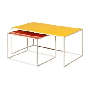 Set di 2 tavolini metallo Spring arancione e giallo Chehoma - 105cm