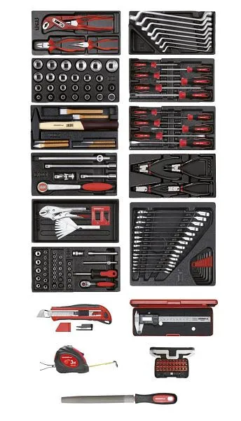 Set di utensili GEDORE rosso 11 moduli CT + utensili vari 166 pezzi 3301657