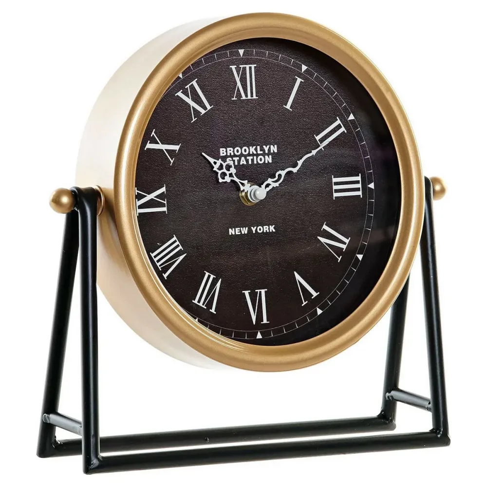 Certificato per Alimenti Orologio da Tavolo DKD Home Decor Dorato Vetro Ferro (25 x 7 x 25 cm)