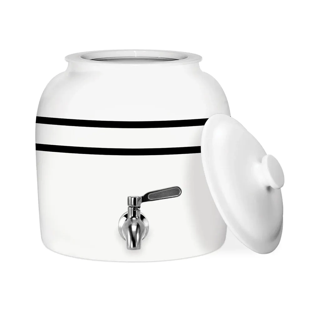 GEO Porcelain Ceramic Crock Water Dispenser - Nero notte Stripe