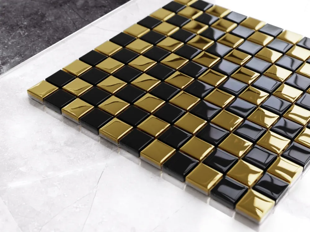 Glass mosaic on maglia bathroom or kitchen 30 cm x 30 cm - Gold dama