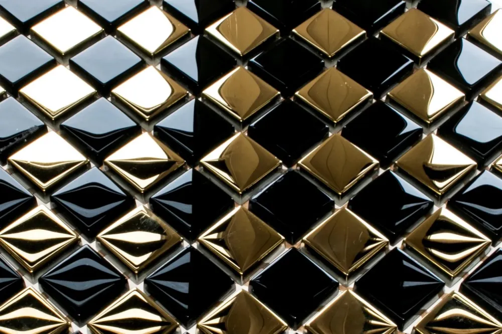 Glass mosaic on maglia bathroom or kitchen 30 cm x 30 cm - Gold dama