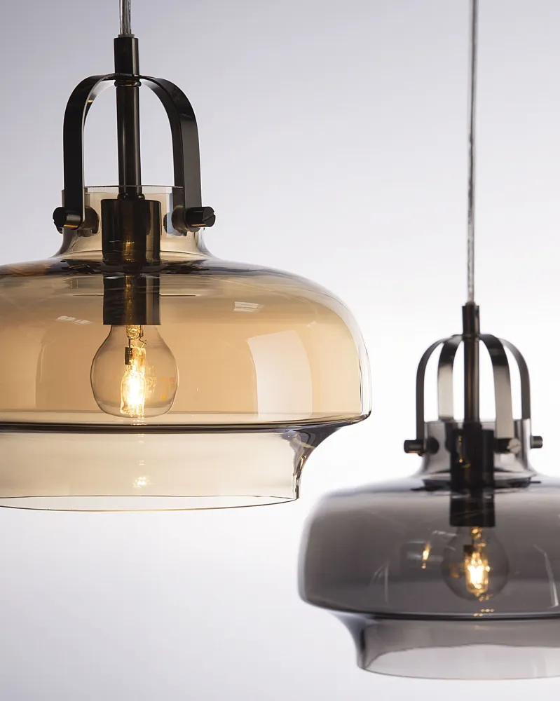 Glass Pendant Lamp Grey WILTZ