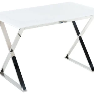 Glass Top Dining Table 120 x 70 cm White and Silver ATTICA
