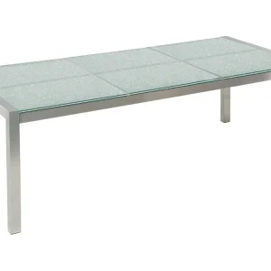 Glass Top Garden Dining Table 180 x 90 cm Split Top GROSSETO