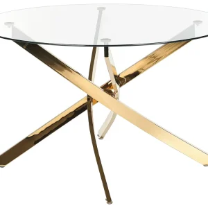 Glass Top Round Dining Table ⌀ 120 cm Gold MARAMO