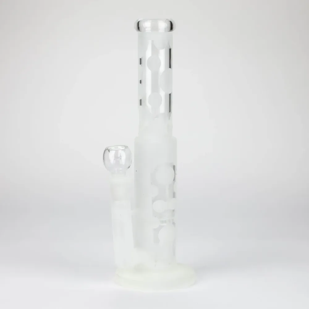 14" Glow Dark Straight Tube cristallo Bong Honey Comb Diffuser
