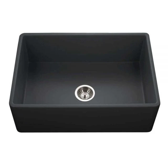 Houzer Platus Series 30" Fireclay Apron-Front Farmhouse Semplice Bowl Kitchen Sink, PTS-4100 BL - BLACK
