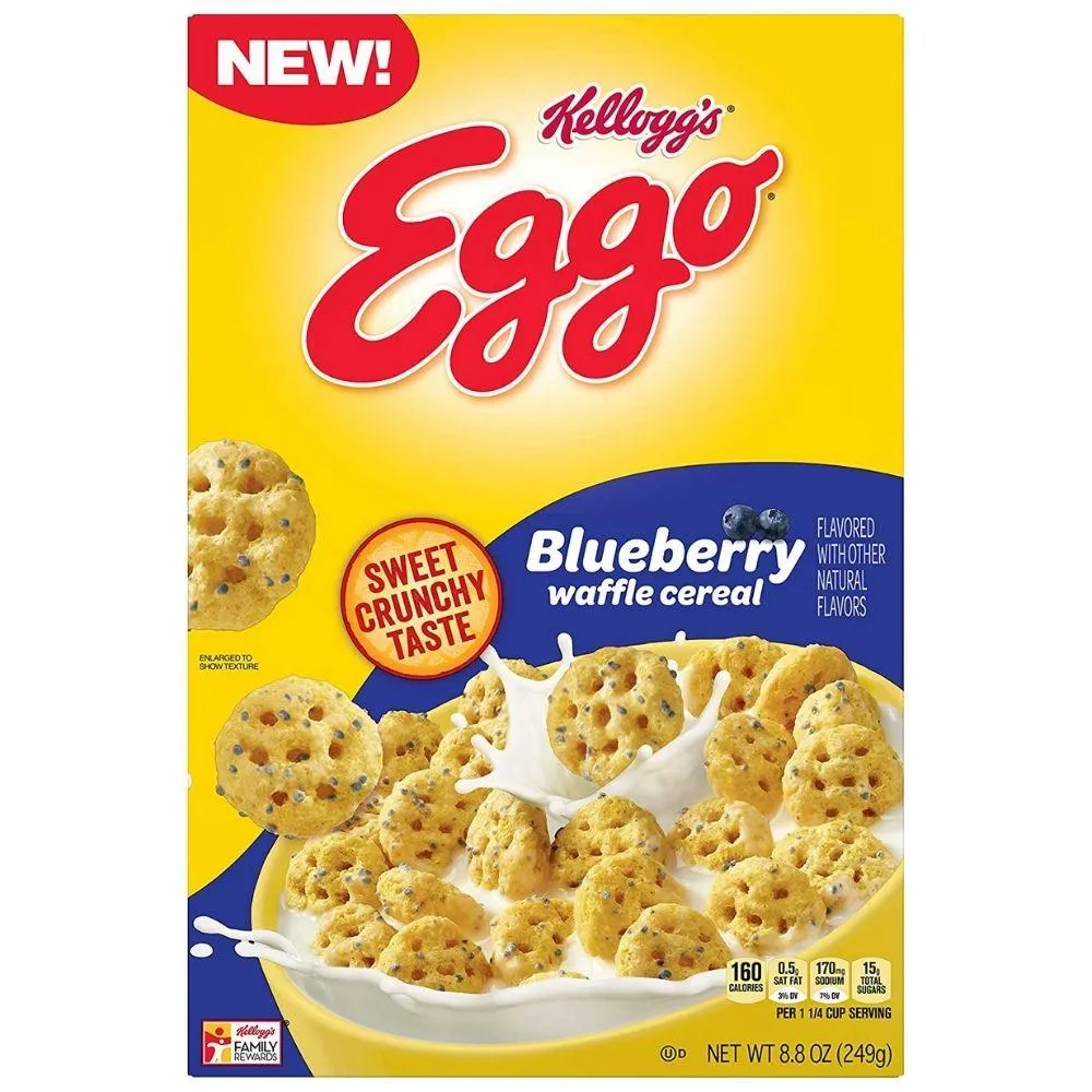 Kellogg's Eggo Blueberry Waffle, cereali al gusto di waffle ai mirtilli da 249g