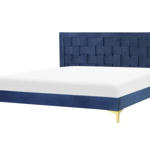 Velvet EU Super King Size Bed Navy Blue LIMOUX