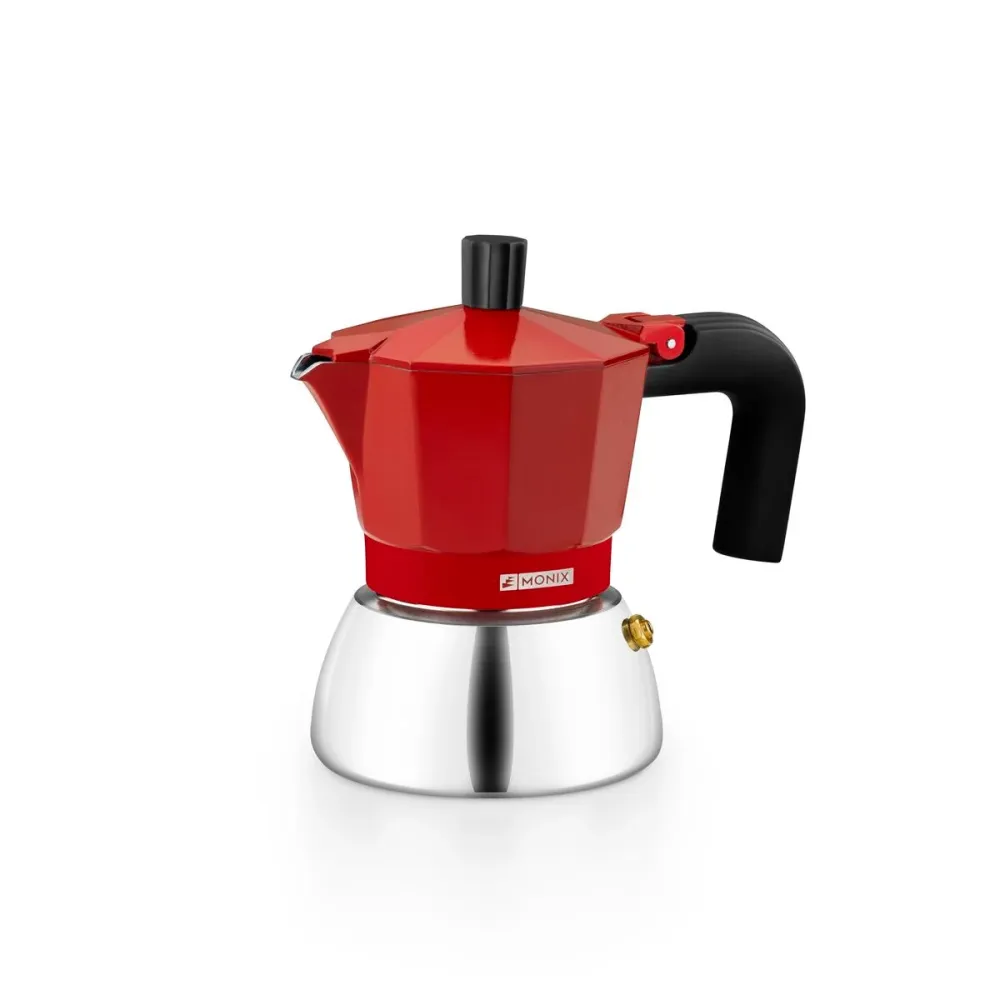 Caffettiera Italiana BRA INOX RED 3T Rosso per Appassionati di Caffè