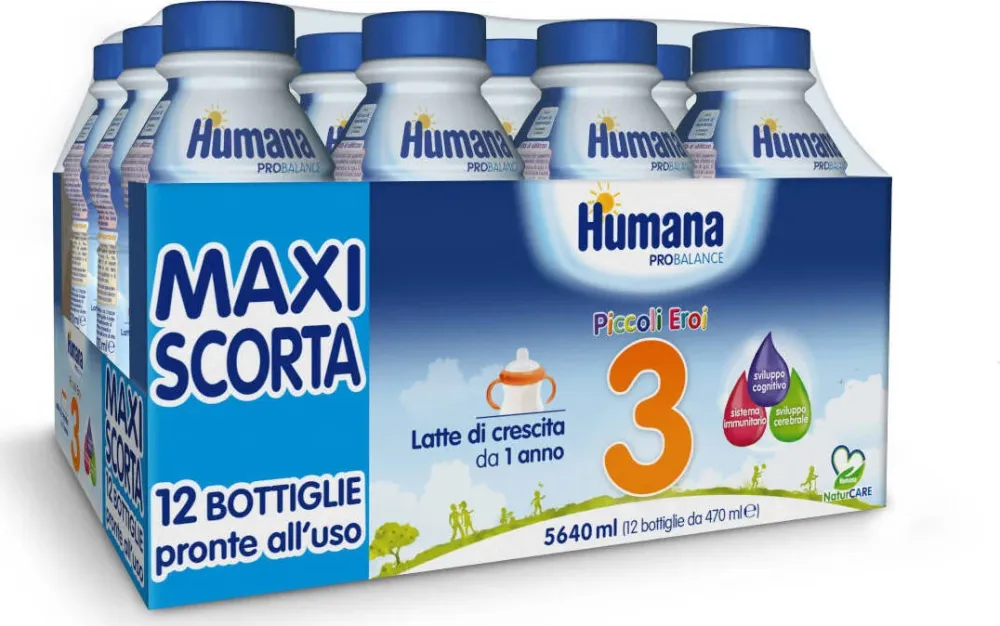 12x Humana Latte Humana 3 Liquido 12x470ml 12 Bottiglie Da 470ml Cad.