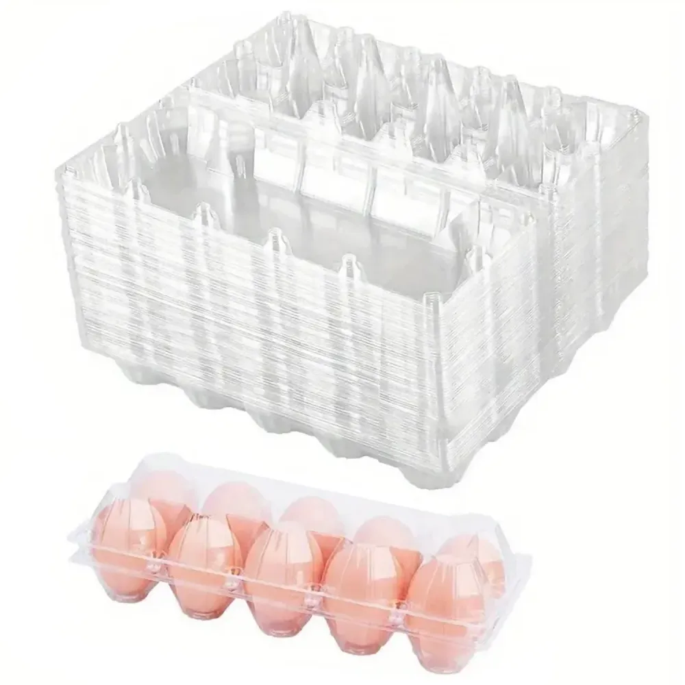 50x Contenitori Portauova Da 10 Uova Plastica Trasparenti Da Materiale Riciclato