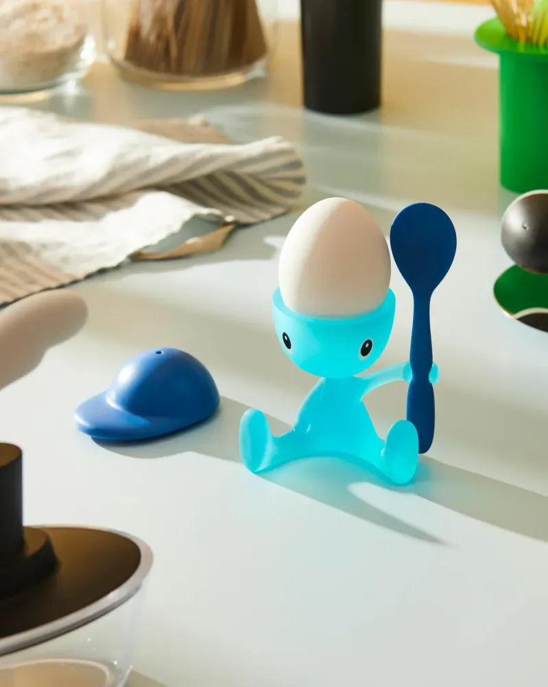 Alessi Portauovo Cico con Spargisale e Cucchiaino Azzurro