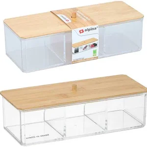 Alpina organizer per cosmetici bamboo e polistirene 23,4x9,5x7cm