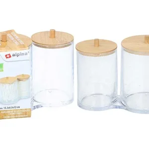 Alpina organizer per cosmetici polistirene e bamboo - 15,5x8x13,3cm
