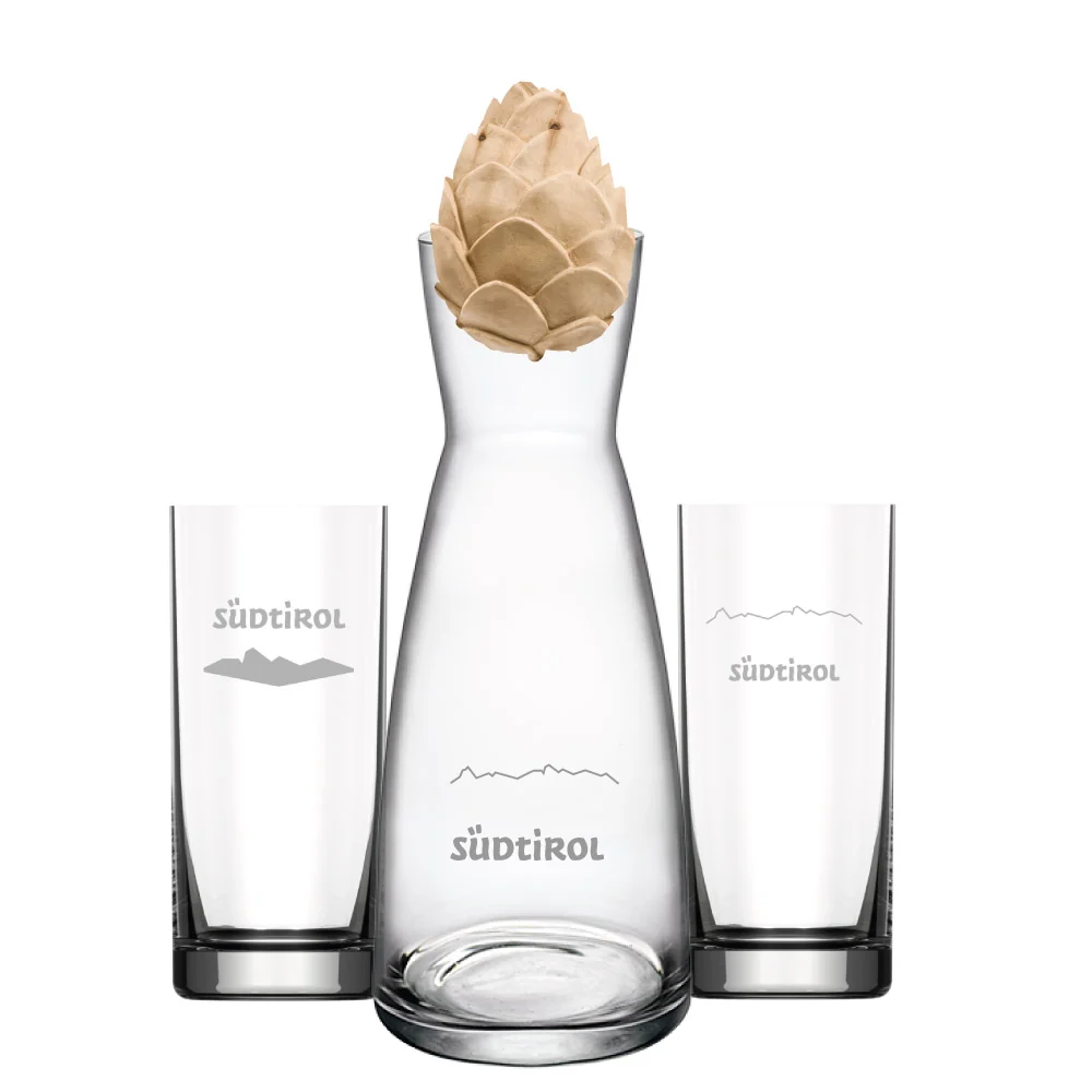 Alpinum "Uans" - set con caraffa + pigne e 2 bicchieri acqua (copia)