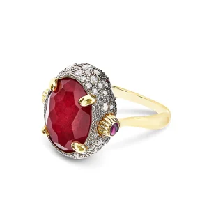 Anello Nanis "DANCING REVERSE" (Grande) - Rubini, Diamanti e Cristallo di rocca