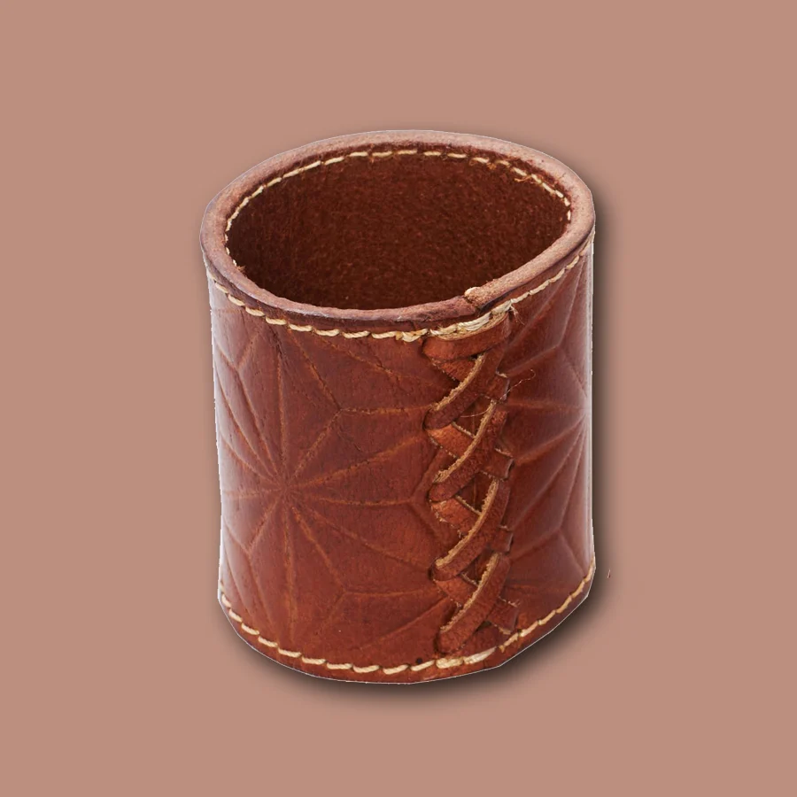 Anello portatovagliolo STAR pelle stampata - cognac