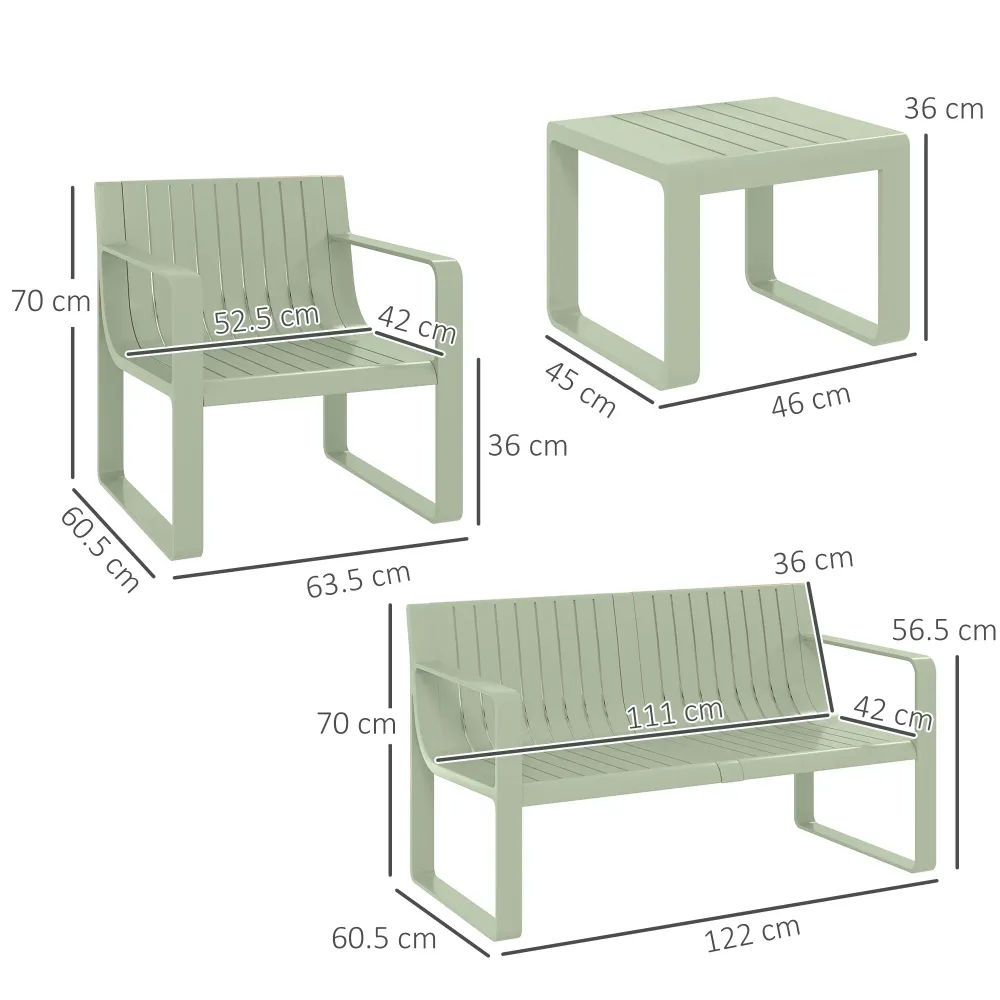 AREA OCCASIONI 2529 EasyComfort Set da Giardino 5 Pezzi Doghe con Divanetto, 2 Poltroncine e 2 Tavolini Polipropilene Verde