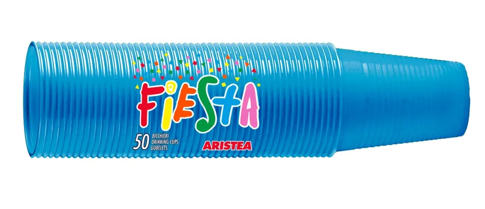 Aristea Bicchieri Monouso Azzurri Fiesta 200 ml | Confezione da 50 Pezzi per Feste e Eventi