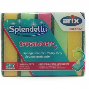 Arix Splendelli SpugnaForte 5 Pezzi | Spugna Abrasiva per Piatti e Stoviglie | Formato Famiglia Maxirisparmio | Alta Assor...