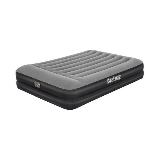 Bestway 67403 Airbed Tritech Bicolor Nero/Grigio Matrimoniale Plus Floccato Cm 203X152X46 Pompa Elettrica Integrata e Sacca