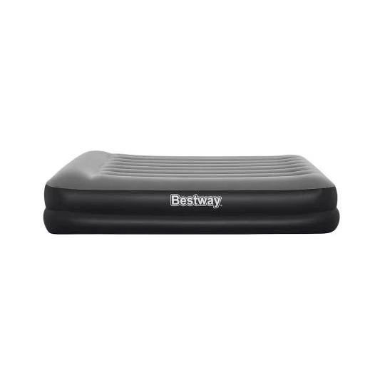 Bestway 67403 Airbed Tritech Bicolor Nero/Grigio Matrimoniale Plus Floccato Cm 203X152X46 Pompa Elettrica Integrata e Sacca